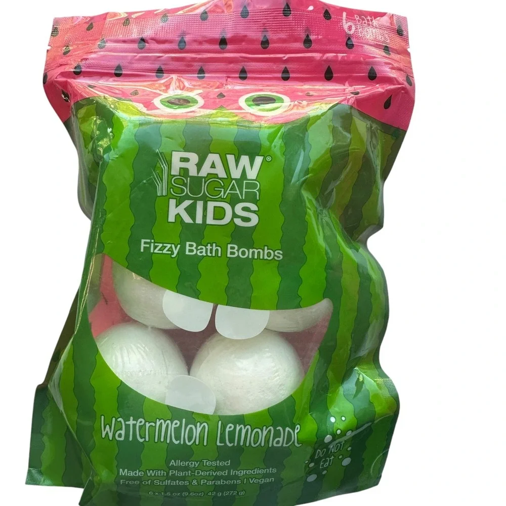3x Raw Sugar Kids Fizzy Bath Bombs 6ct‎ Watermelon Lemonade